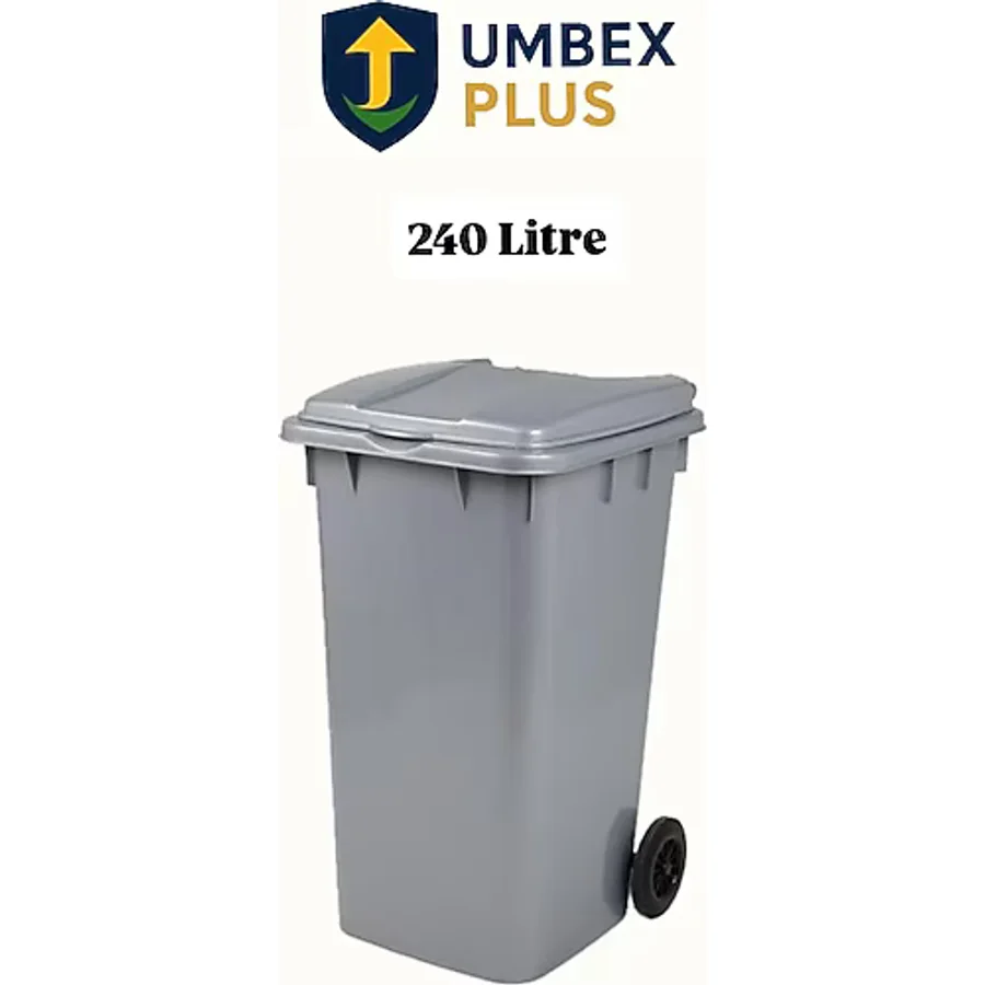 Plastik Metal Pedallı Çöp Konteyneri 240 Litre Konteyner - Isıya Dayanıklı Malzeme - - Gri