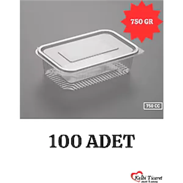 Plastik Saklama Kabı 750 Gr 100'Lü Plastik Kapaklı Kase Sızdırmaz Kap Şeffaf Kullan At Kase