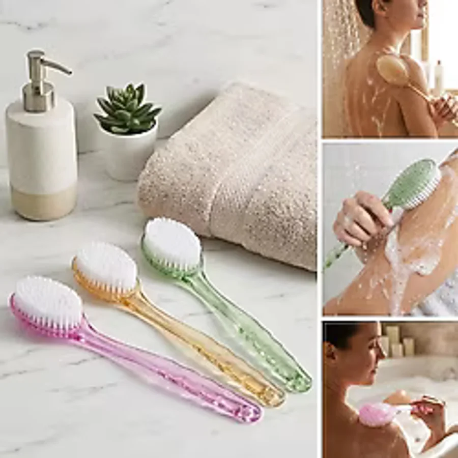 Plastik Saplı Vücut Temizleme Fırçası - Çok Amaçlı Sırt ve Vücut İçin Banyo ve Duş Kese Aparatı (