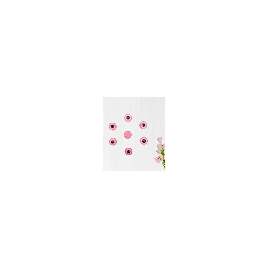 Plastik Yarım Nazar Boncuğu, 8mm x 50 Adet - Pembe