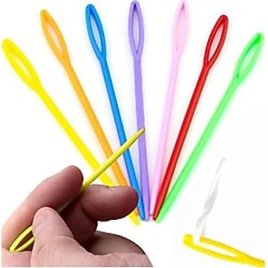Plastik Yün Iğnesi 9 cm 30 Adet Plastik Dikiş Iğnesi Plastik Örgü Dikme Iplik Iğne Dokuma Iğnesi