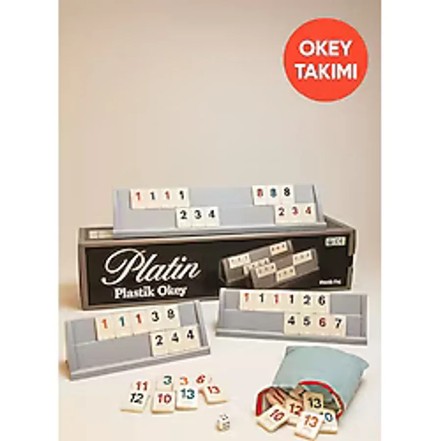 Platin Plastik Okey Takımı - Dayanıklı, Silinebilir, Kalın Taşlı, Antibakteriyel Set