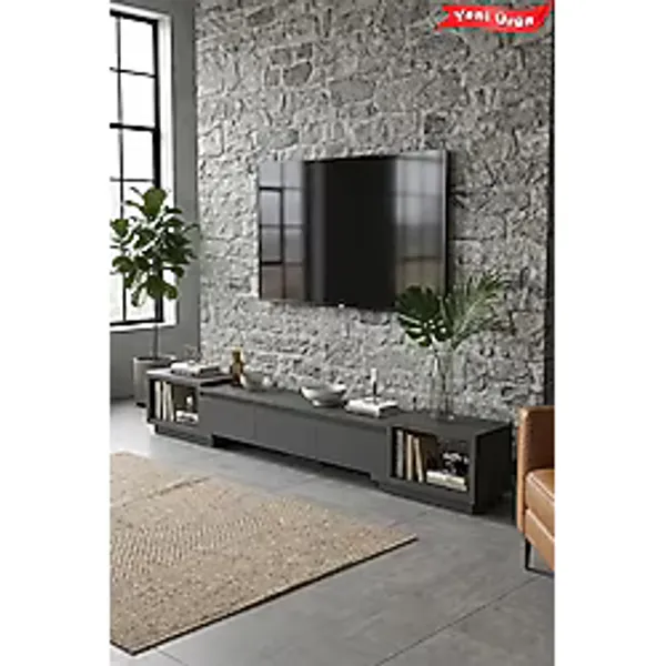 platinreyon Vista Ayarlanabilir Tv Ünitesi 160-270 Cm - Uzayabilen Tv Sehpası Antrasit