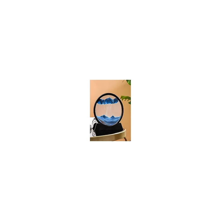 Plentiful Hareketli 3D Kum Saati 30cm Büyük Boy Mavi Yuvarlak 12inch Cam Dekoratif Sanatsal Hediyelik
