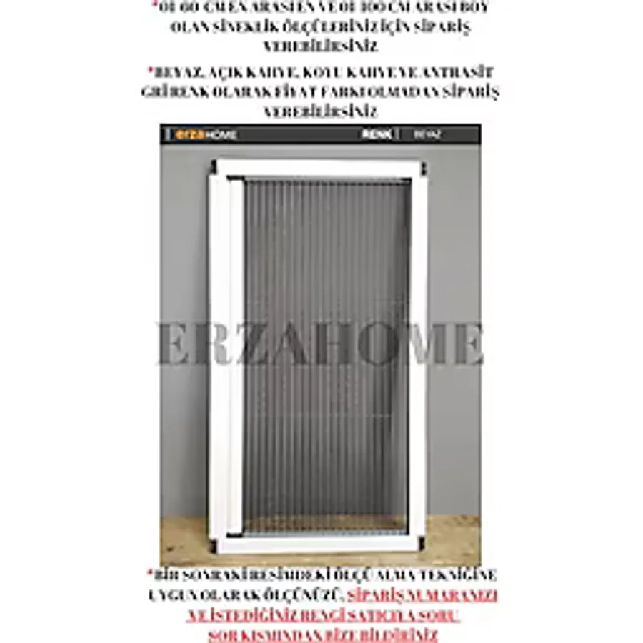Plise Sineklik Pileli Sürgülü Pencere Sinekliği Akordiyon Sinekli