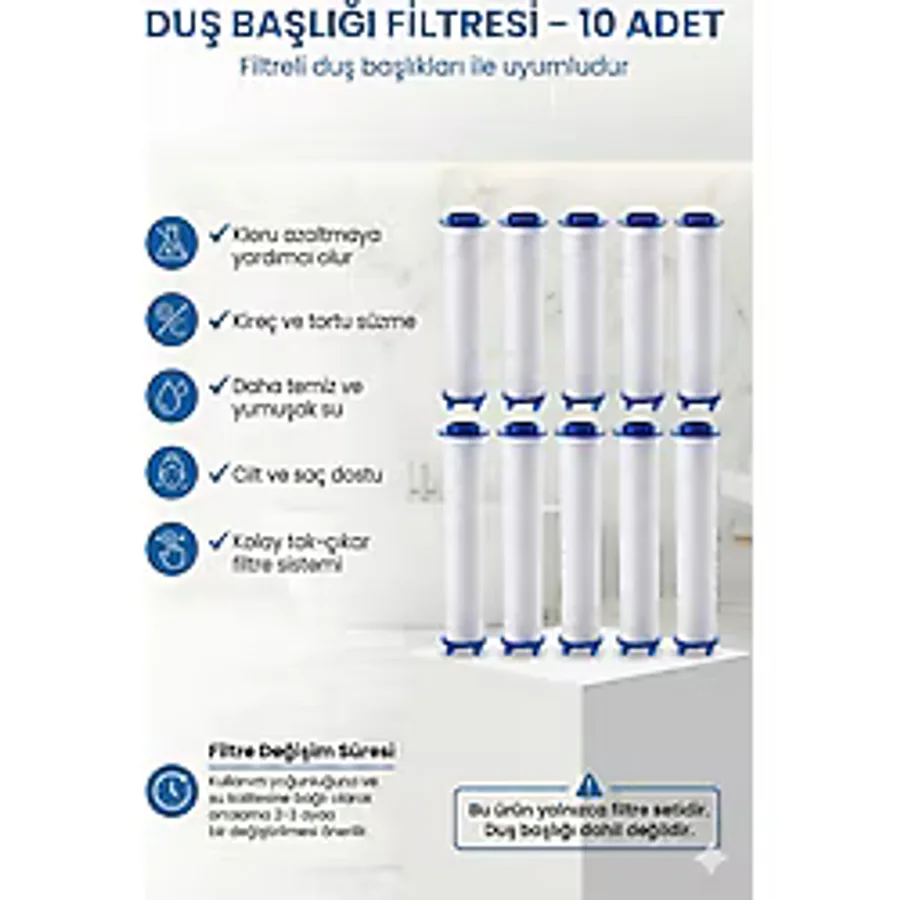 Plodna House Yedek Duş Başlığı Filtresi (10 Adet) - Kireç, Pas ve Tortu Önleyici