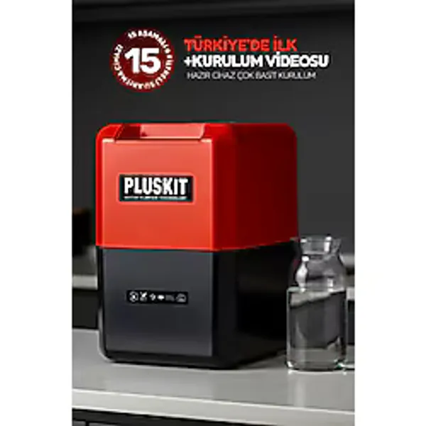 Pluskit 15 Aşamalı Avrupai Musluklu 8 L Çelik Tanklı Su Arıtma Cihazı Kırmızı