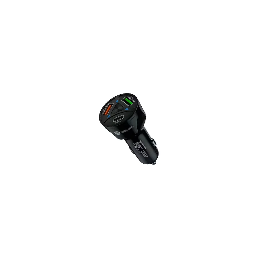 Pmr Cep Telefonu Araç Şarj Soketi 55W Quick Şarj Usb+Type c - Siyah
