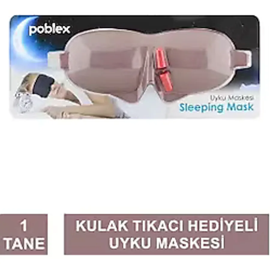 Poblex Uyku Maskesi Kahverengi - Kulak Tıkacı Hediye