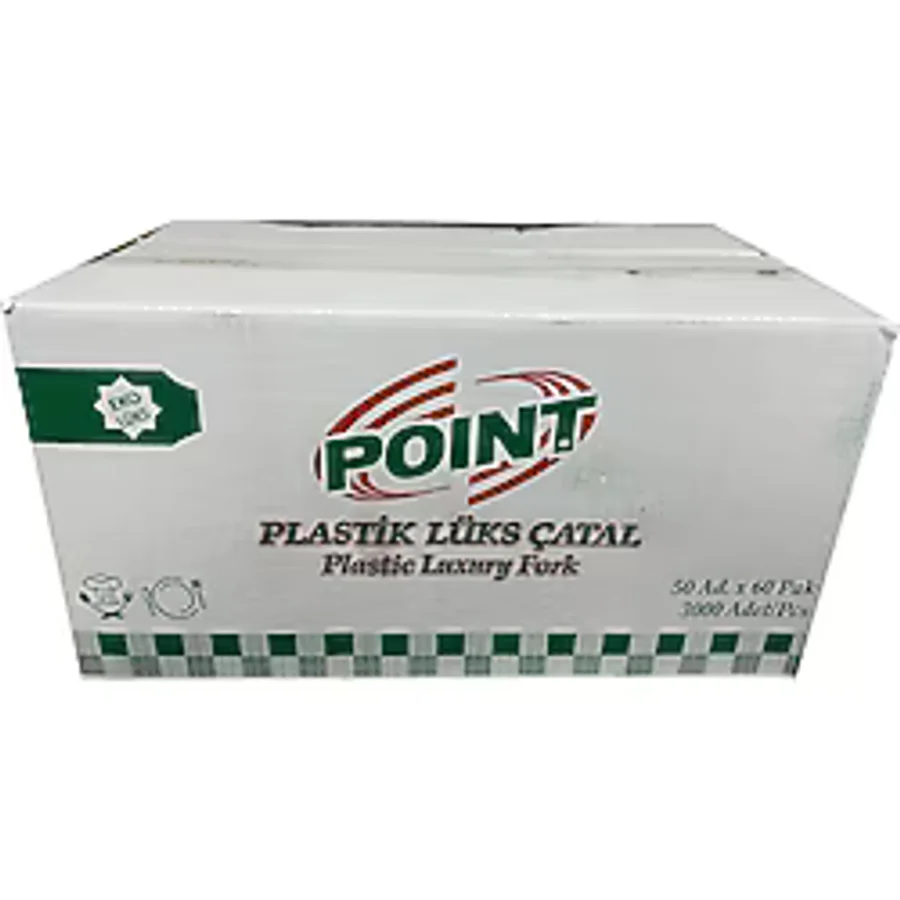Point Plastik Lüx Şeffaf Çatal - 18 Cm. - 3.2 Gr. - 3000 Adet - Koli