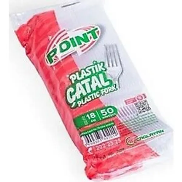 Point Plastik Lüx Şeffaf Çatal - 18 Cm. - 3.2 Gr. - 50 Adet - Paket