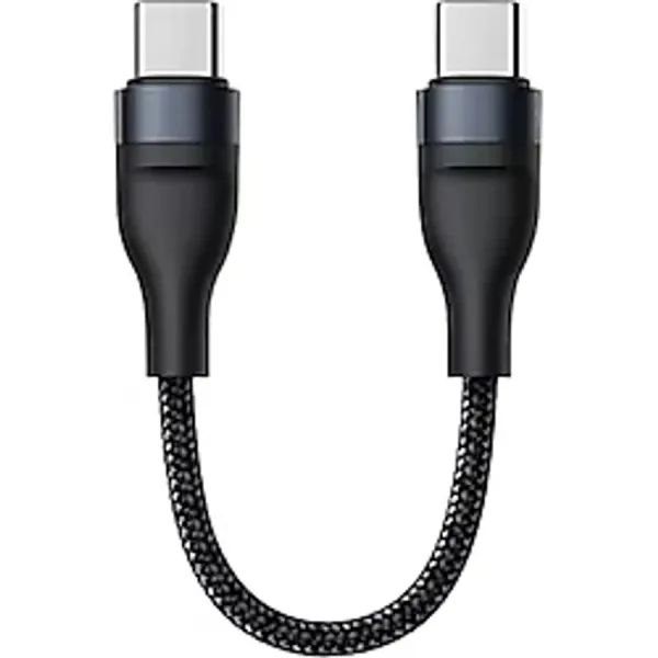 Polham 25CM 60W Süper Hızlı PD Type C to Type C Şarj Kablosu, Kısa Halat Örgülü Kopmaz Kırılmaz Kablo