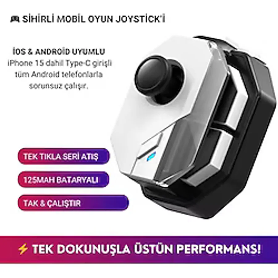 Polham Profesyonel Mobil Oyun Joystick İos & Android Uyumlu, Oyun Kontrol Cihazı, Tak-çalıştır