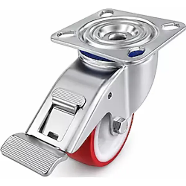 Poliamid Döner Tablalı Frenli Teker 1 Adet 80X32 Mm Kırmızı Sanayi Tipi Mobilya Makine Tekerleği