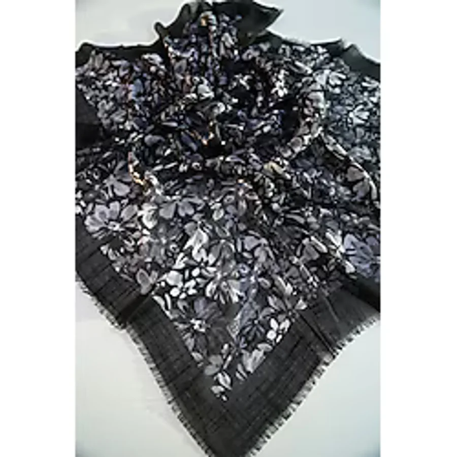 POLO CRAFT Keten Yazma Çiçekli Desen Tülbent
