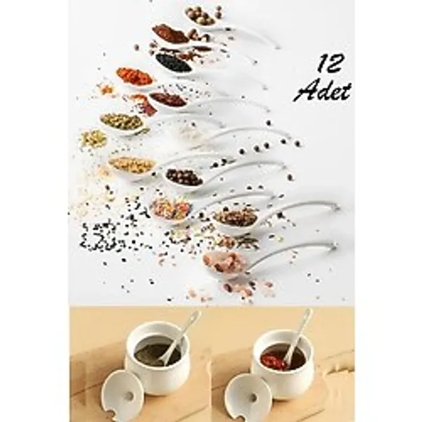 polo55.sport.1855 12'li Baharat-reçel Ve Sos Kaşığı Kaşığı Kahvaltılık Beyaz Set