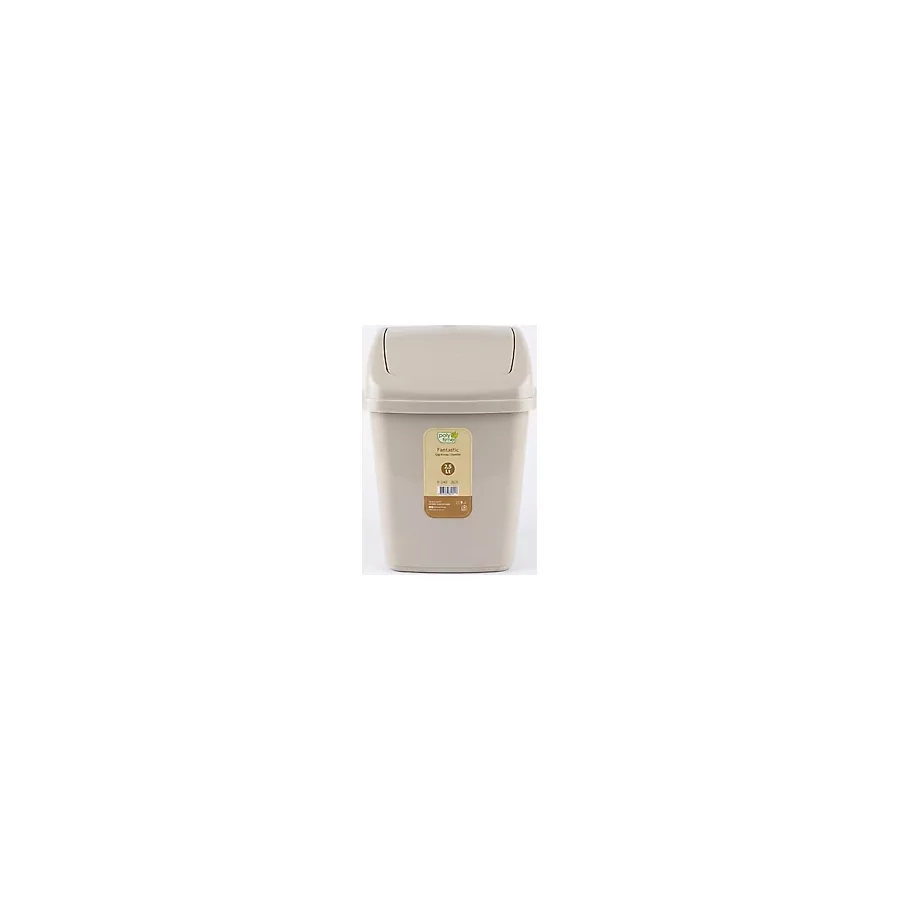 Polytime Mini Sallanır Kapak Ofis Banyo Mutfak Çöp Kutusu Kovası / 2,5 Litre / Krem / 24X12x16 Cm.