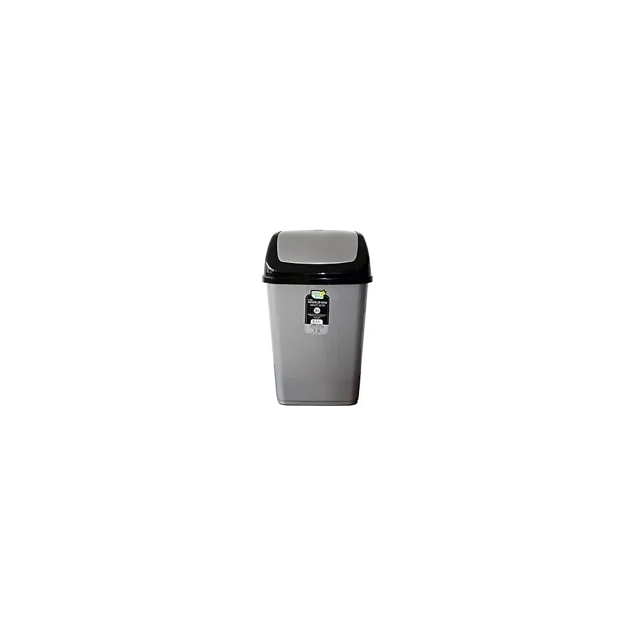 Polytime Sallanır Kapak Ofis Banyo Mutfak Bahçe Çöp Kutusu Kovası / 2,5 Litre / Gri / 24x12x16 Cm.