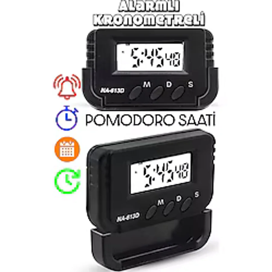Pomodoro Öğrenci Saati Kronometreli Alarmlı Takvimli Dijital Ders Çalışma Saati Masa Oto Saati