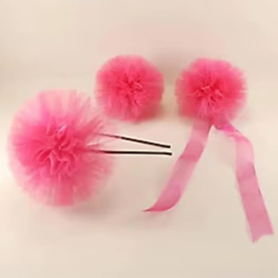Ponponlu Nedime Bilekliği Ve Nedime Tacı Ve Kokart Takımı Pembe 1 Takım