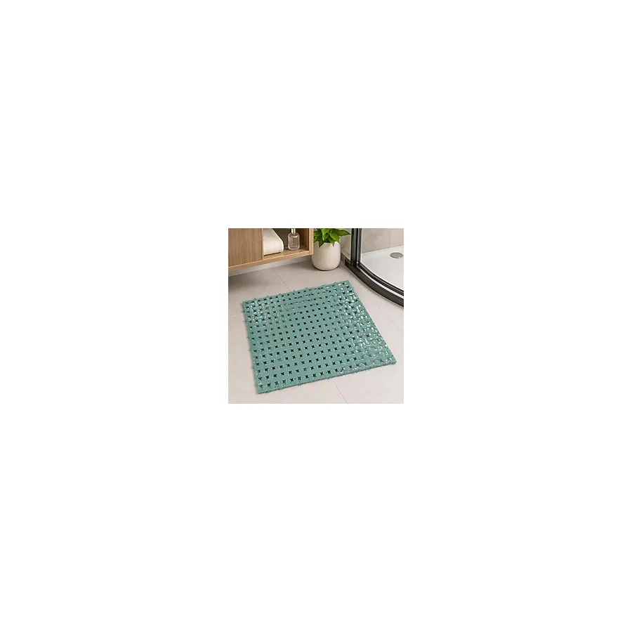 Poomy Banyo Yer Karosu 33x33 cm, Kaymaz Plastik Duş Matı, Geçmeli Modüler Banyo Paspası, Su Tahliye Delikli Islak Zemin Karosu, Lavabo Önü Duş Çıkışı Zemin Matı (Yeşil)