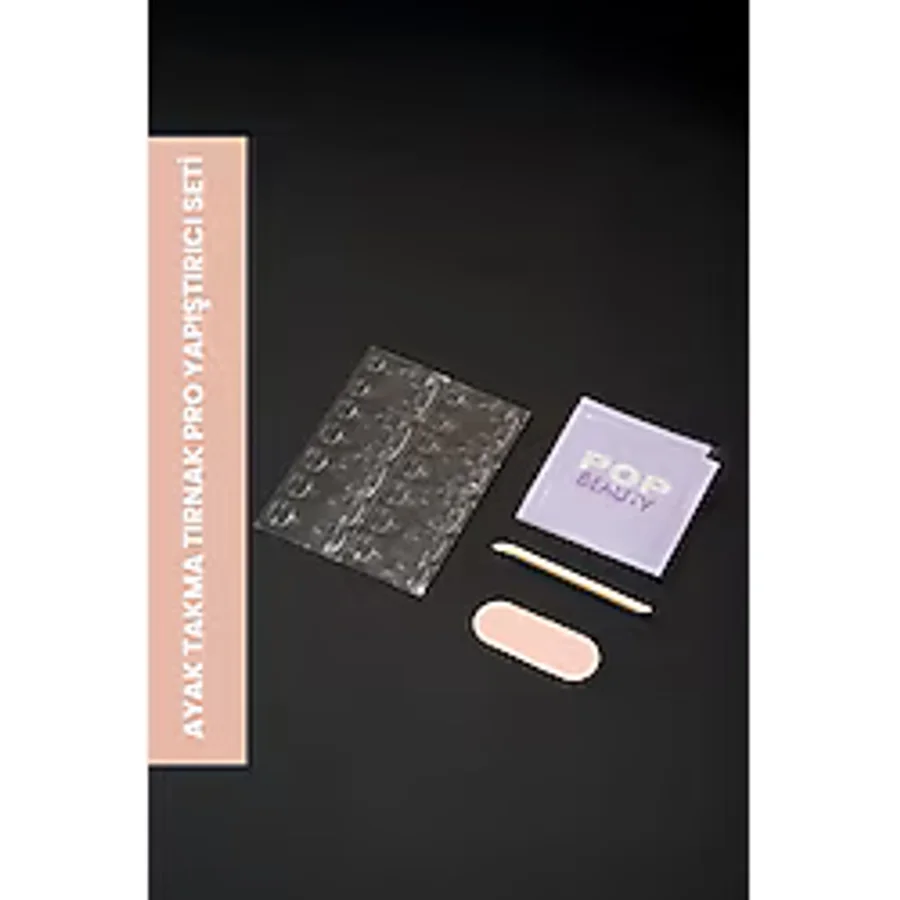 POP Beauty Ayak Takma Tırnak Pro Yapıştırıcı Seti (pro Yapıştırıcı, Törpü, Ahşap Çubuk, Alkollü Mendil)