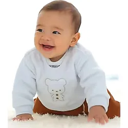 Popolin Ayı Desenli Düğmeli Aplikeli 2'Li Erkek Bebek Alt-Üst Takım