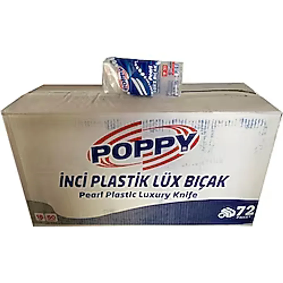 Poppy Plastik Lüks Şeffaf Tek Kullanımlık Bıçak - 3600 Adet-koli / 18 Cm.
