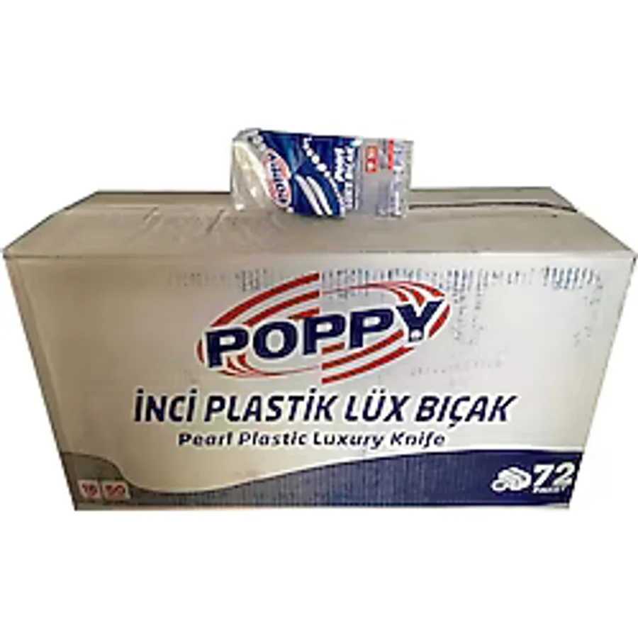 Poppy Plastik Lüks Şeffaf Tek Kullanımlık Bıçak - 3600 Adet-koli / 18 Cm.