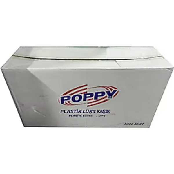 Poppy Plastik Lüx Şeffaf Kaşık - 18 Cm. - 3.2 Gr. - 3000 Adet - Koli