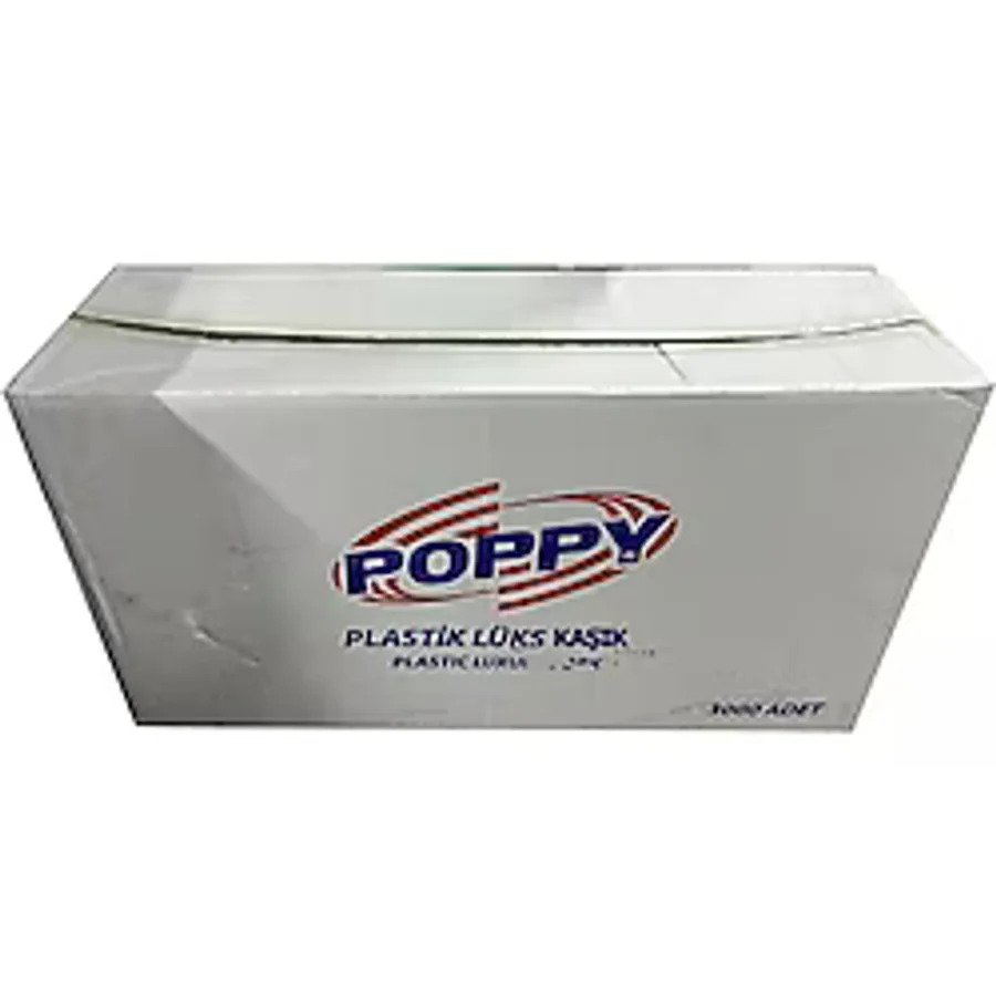 Poppy Plastik Lux Seffaf Kasik - 18 Cm. - 3.2 Gr. - 50 Adetlik 60 Paket - Koli