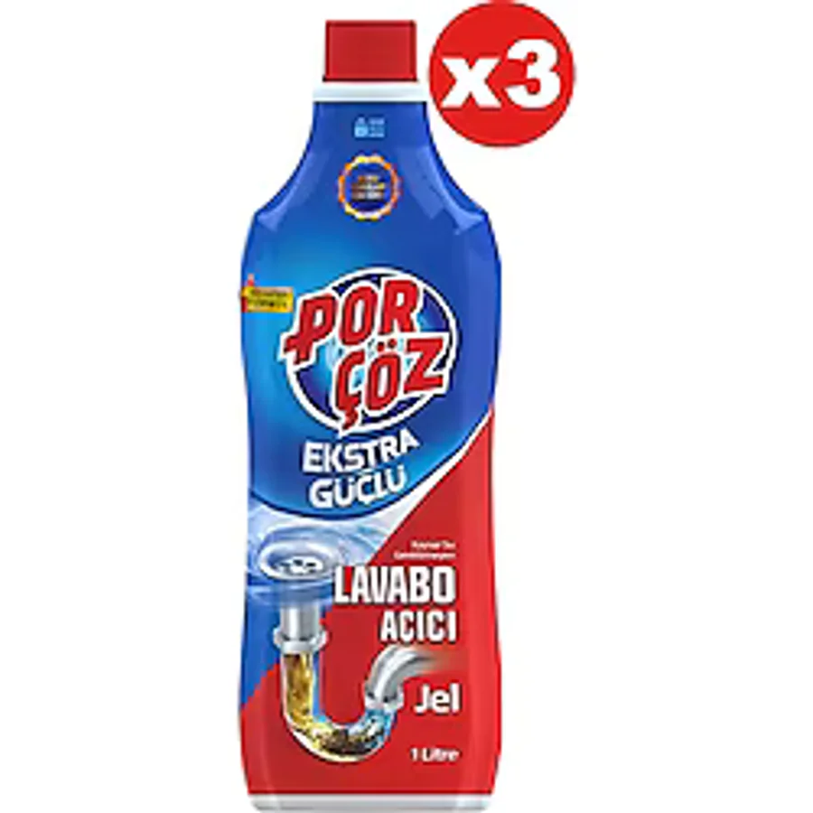 Porçöz 1 lt 3'lü Jel Lavabo Açıcı