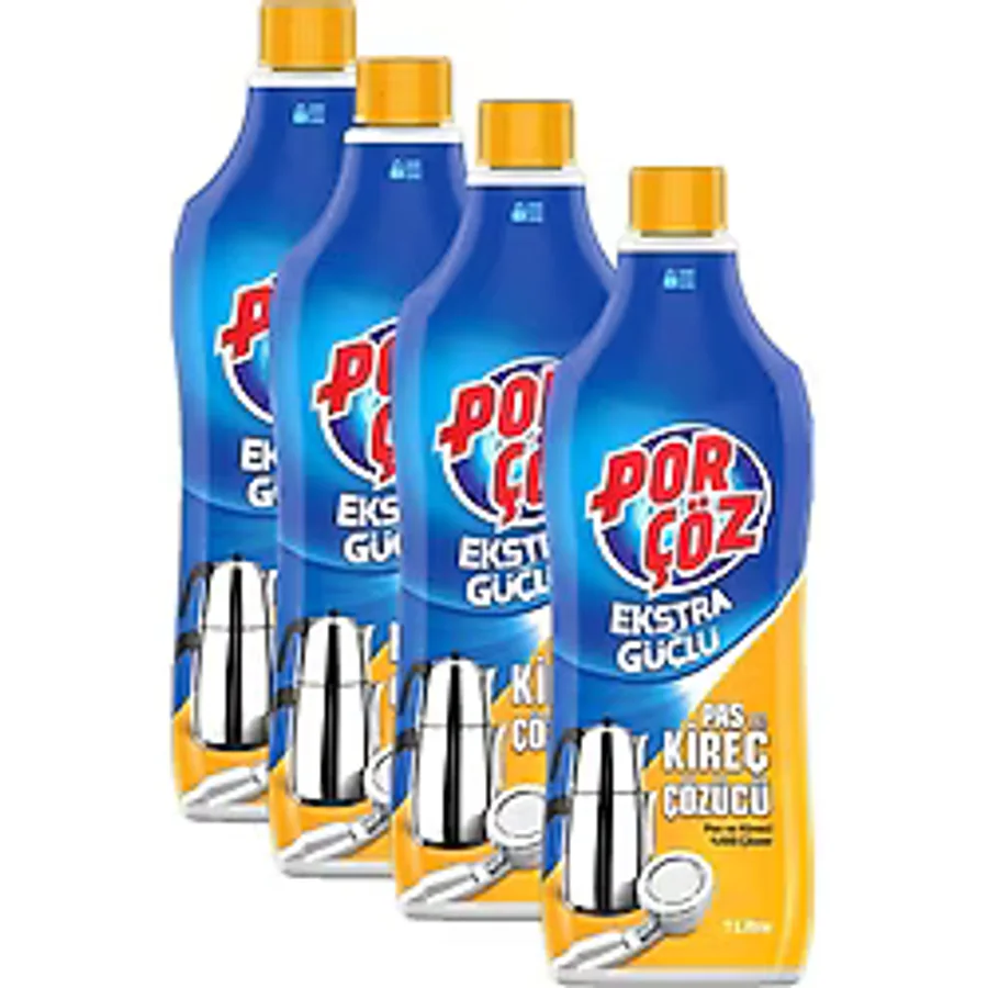 Porçöz Ekstra Güçlü Pas ve Kireç Çözücü 1 lt 4'lü