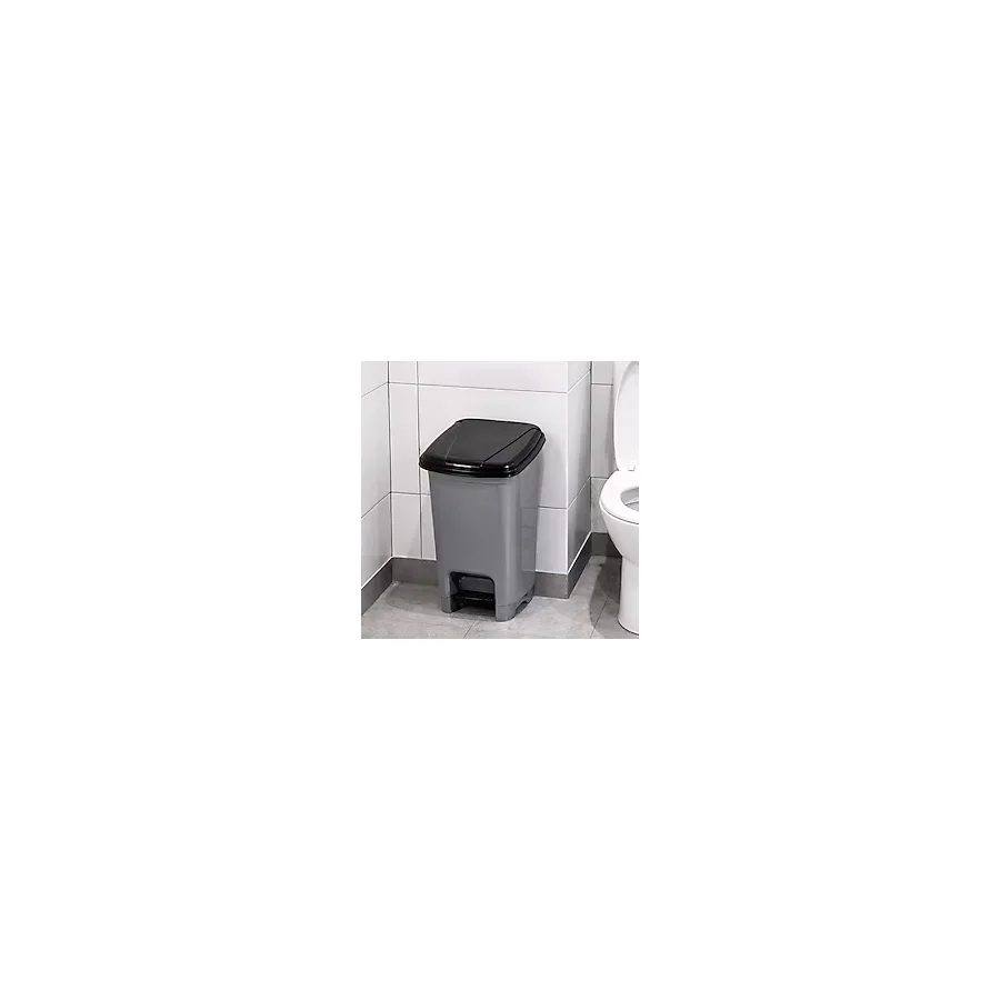 Porsima 086 Pedallı Metalize Banyo Mutfak Çöp Kovası Siyah Kapaklı Slim Pedallı Çöp Kovası 8 Litre