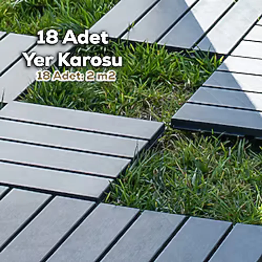 Porsima 1066 18li Bahçe Balkon Teras Zemin Döşemesi Karosu Antras