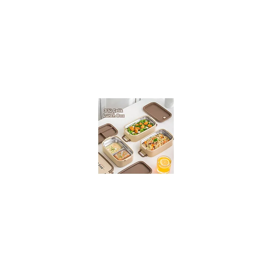 Porsima 1612 3 Katlı 4 Bölmeli Yemek Termosu Luncbox Sefer Tası