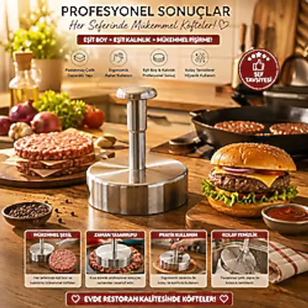Porsima 1832 Hamburger ve Köfte Kalıbı Köfte Presi Şekillendirici Burger Press Pratik Köfte Yapma Aparatı