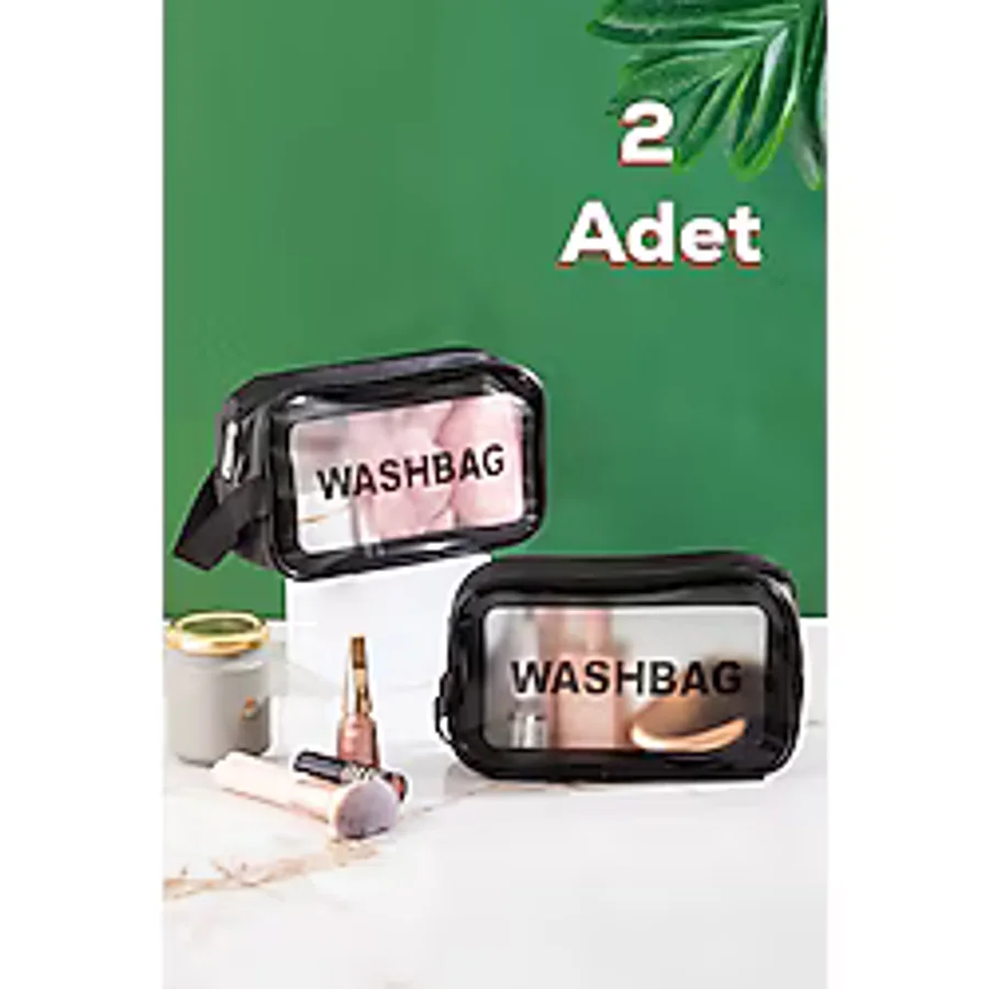 Porsima 3140 2li Şeffaf Seyahat Ve Makyaj Çantası Su Geçirmez Organizer Washbag