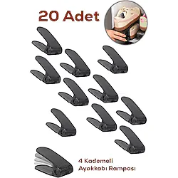 Porsima 5301 20 Li Ayakkabı Rampası Ayakkabı Düzenleyici Dolap İçi Organizer- Siyah Siyah