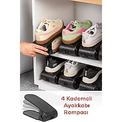 Porsima 5302 12li Ayakkabı Rampası Ayakkabı Düzenleyici Dolap İçi Organizer- Siyah Siyah
