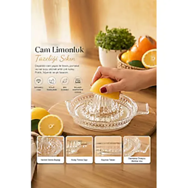 Porsima KTS0063-1 Cam Portakal Limon Sıkacağı Limonluk Portakal Sıkacağı - 100 ML