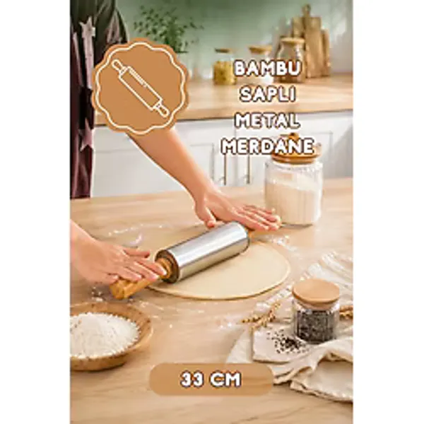 Porsima Lm-0057 Bambu Kapaklı Bambu Kaşıklı Cam Şekerlik Sunumluk Bal Ve Reçel Kavanozu Saklama Kabı 450Ml