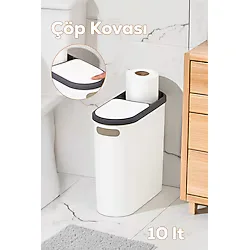 Porsima M-325 Çöp Kutusu Banyo Mutfak Çöp Kovası Kapaklı Banyo Çöp Kovası 10LT
