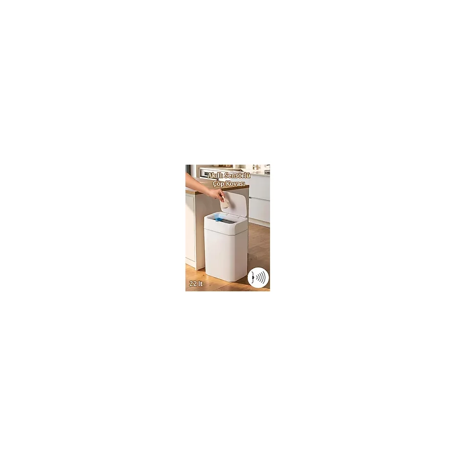 Porsima Me03 Hareket Sensörlü Sessiz Kapatma Çöp Kutusu Banyo Mutfak Çöp Kovası Kapaklı Banyo Çöp Kovası 22Lt