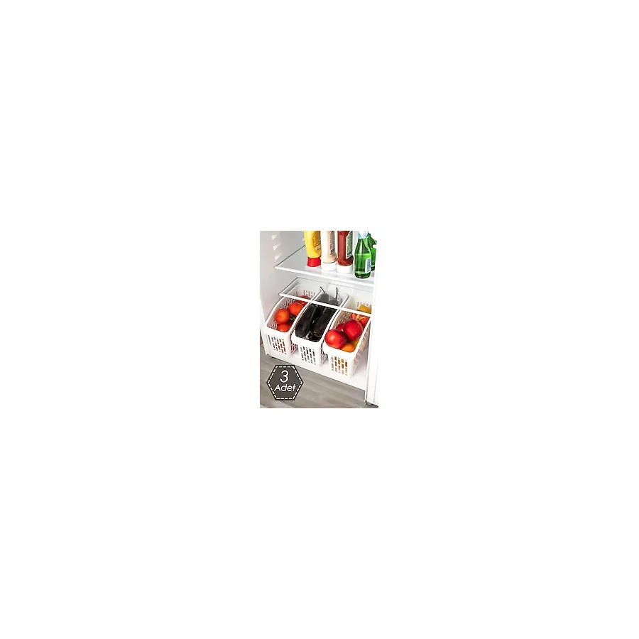Porsima Org-22 Çok Amaçlı Buzdolabı İçi Düzenleyici Sebze Meyve Organizer Sepet (3 Adet)