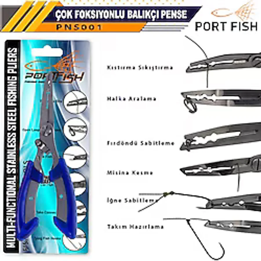 Port Fish Çok Foksiyonlu Balıkçı Pensesi - Seçeneği:mavi