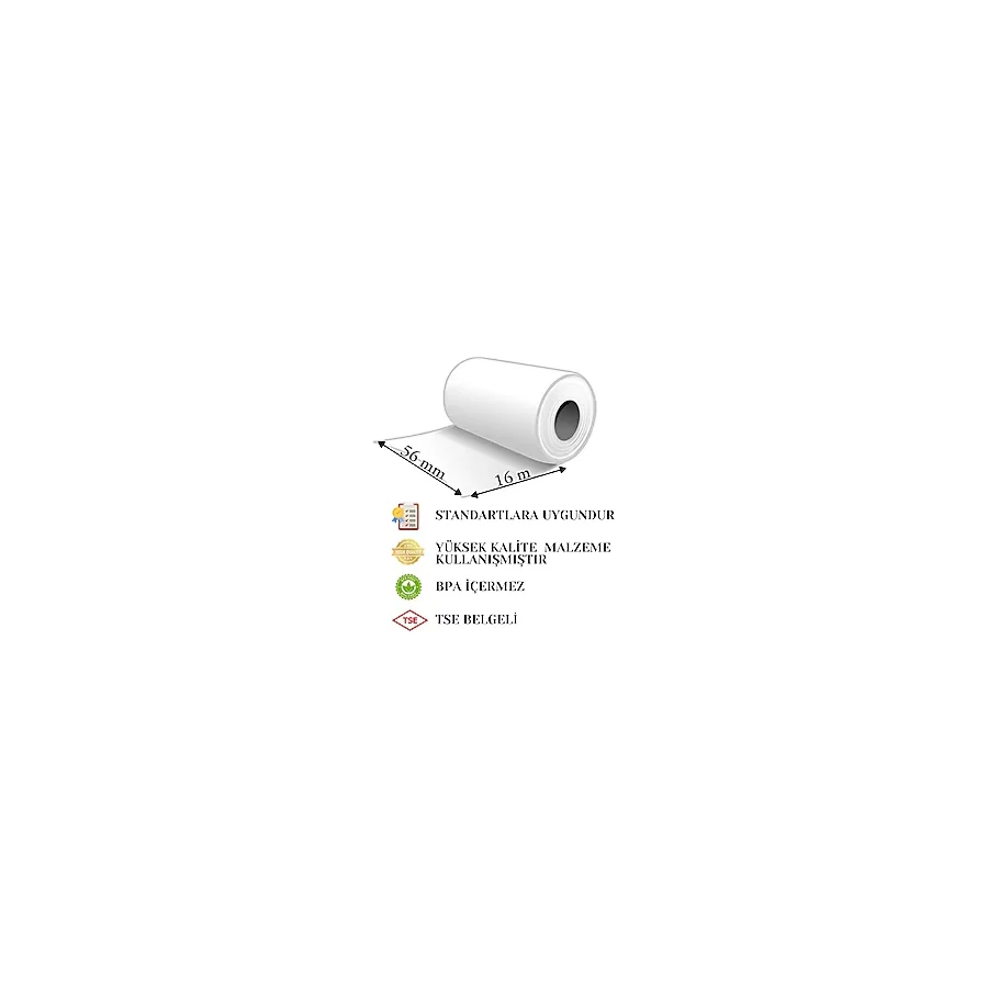 Pos Kağıdı Yazarkasa Termal Rulo 56MM x 16MT 500 LÜ Paket - Beyaz