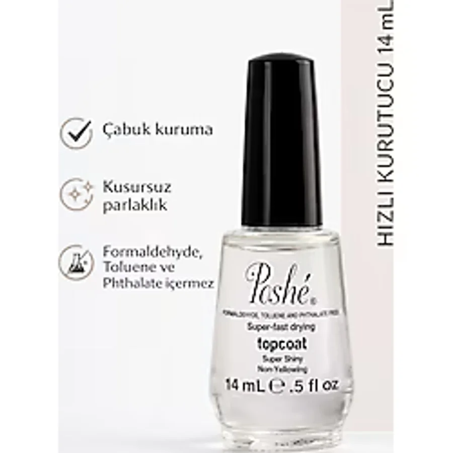 Poshe Hızlı Oje Kurutucu Üst Kaplama Super Fast Drying Top Coat 14ml