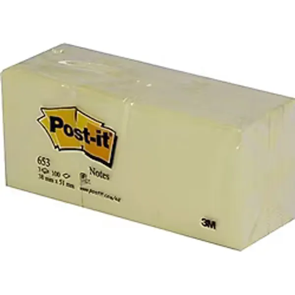 Post-It 653 Sarı Yapışkanlı Not Kağıdı 12'li Paket 38 x 51 Mm Ölçülerle Pratik Kullanım