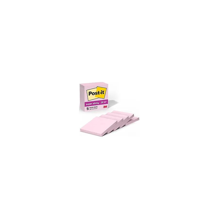 Post-it Süper Yapışkan Notlar, 5 Yapışkan Not Kağıdı, 7,6 x 7,6 cm, Okul Malzemeleri, Ofis Ürünleri, Dikey Yüzeyler, Monitörler, Duvarlar ve Pencereler için Yapışkan Notlar, Pink Salt